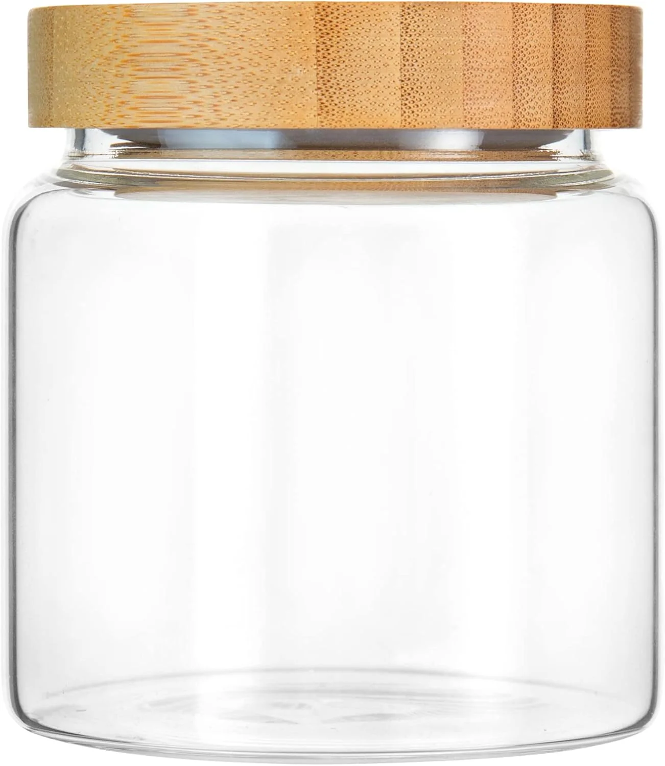 Smart 480 ml 16 oz clear cute glass storage canister holder with airtight bamboo lid modern decorative small container jar for coffee spice candy Carefully Designed