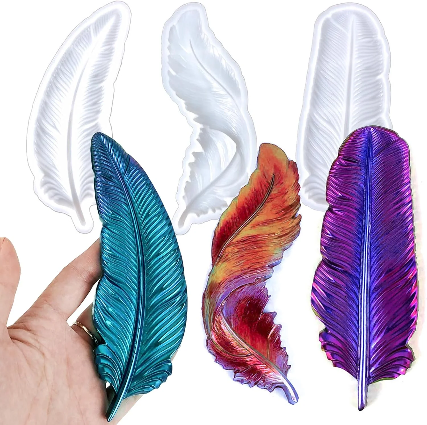 Carefully Designed Wehous 3PCS Feather Resin Mold 3D Feather Shape Silicone Molds for Epoxy Resin Casting Concrete Wall Hanging Keychain Jewelry Pendant Decor Mould DIY Healthy