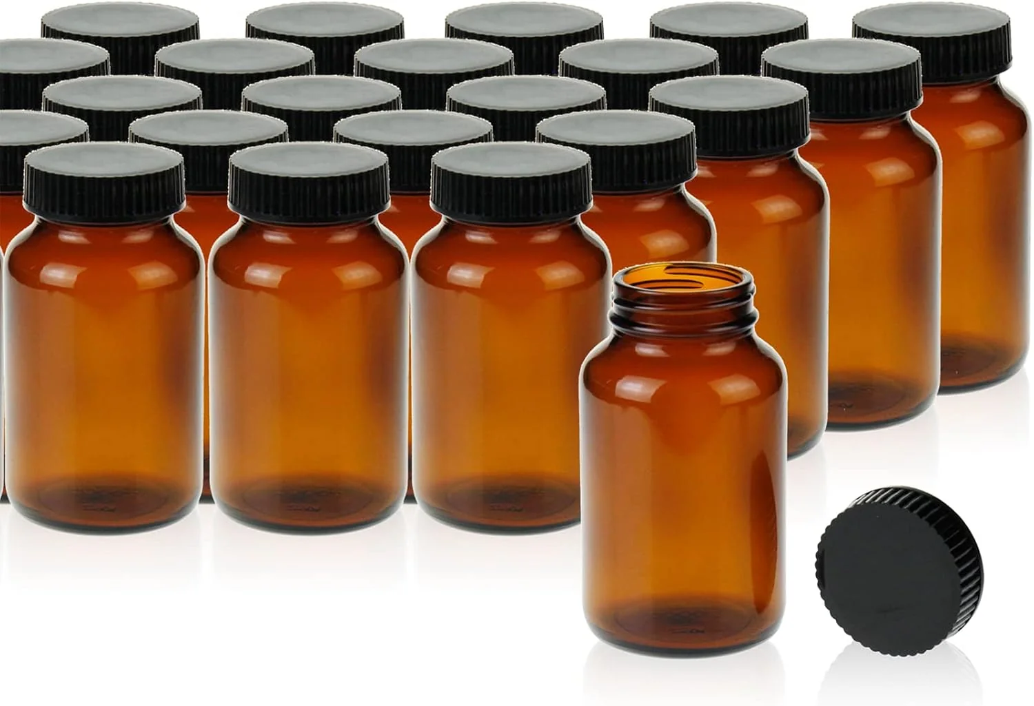 Casual PEKYBIO 24 Pack 200ML Amber Glass Wide Mouth Packer Bottle with Cap Convenient