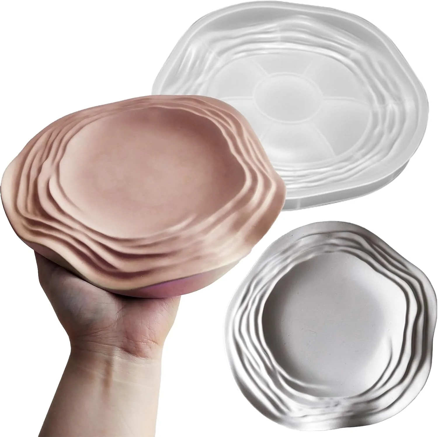 Secure Wehous Irregular Tray Silicone Molds Wave Flower Tray Resin Concrete Mold 3D Unique Ocean Wave Shape Storage Container Mold for Epoxy Casting Consistent