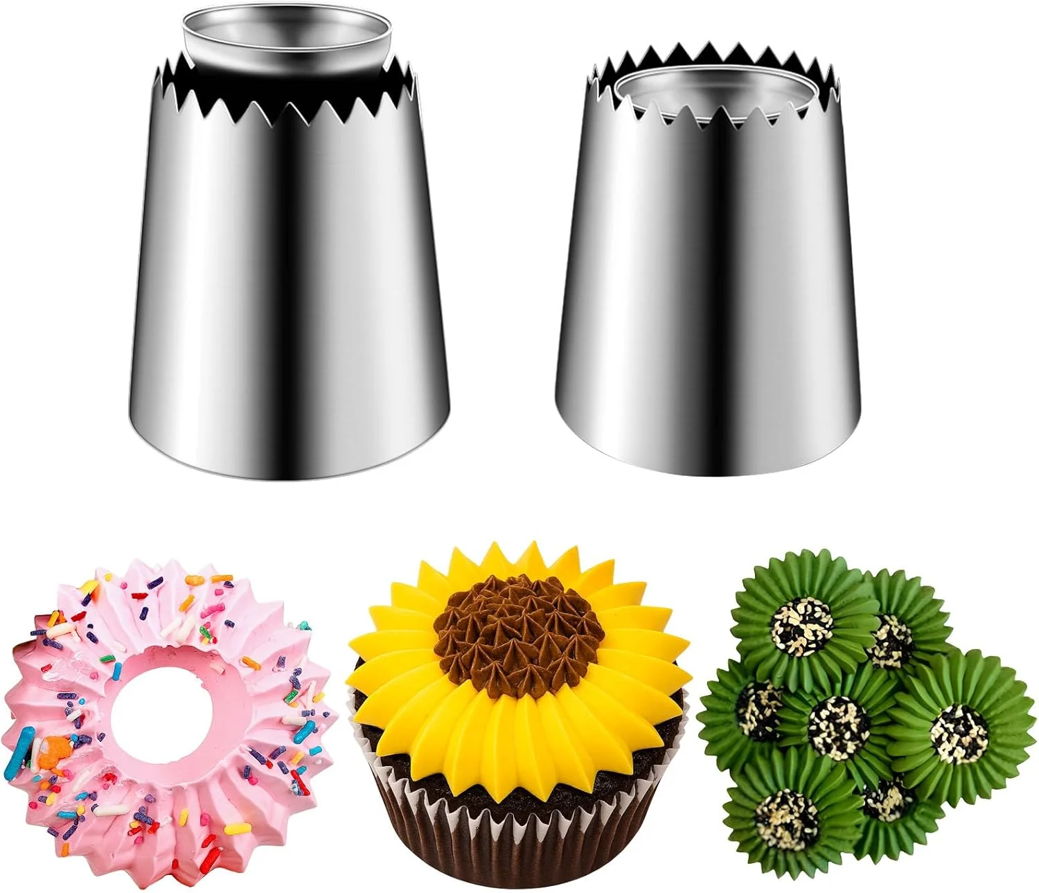 Refined Suuker Large Piping Tips Set Sultan Ring Baking Mold Icing Nozzle Stainless Steel Icing Piping Nozzles Cake Decorating Supplies for Kitchen Gift 2 Long-Lasting
