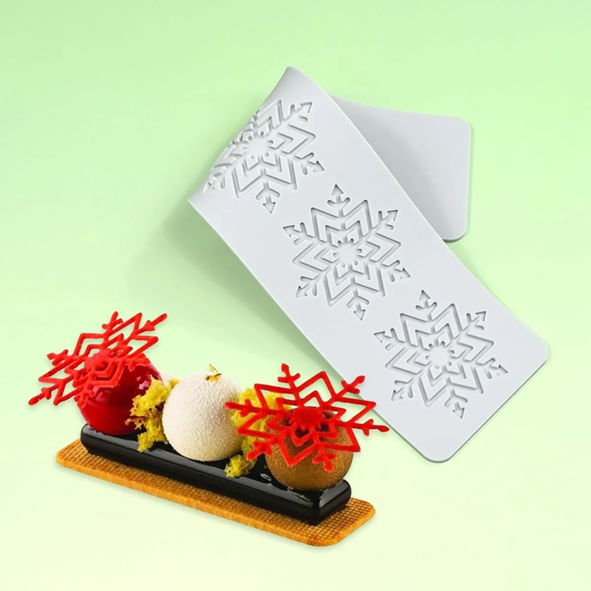 Refined mostsom Silicone Mold 3D Hollow Out Lace Mold 3D Cake Christmas Snowflakes Silicone Mould Fondant Chocolate Stencil Border Bakeware Cake Decorating Safe