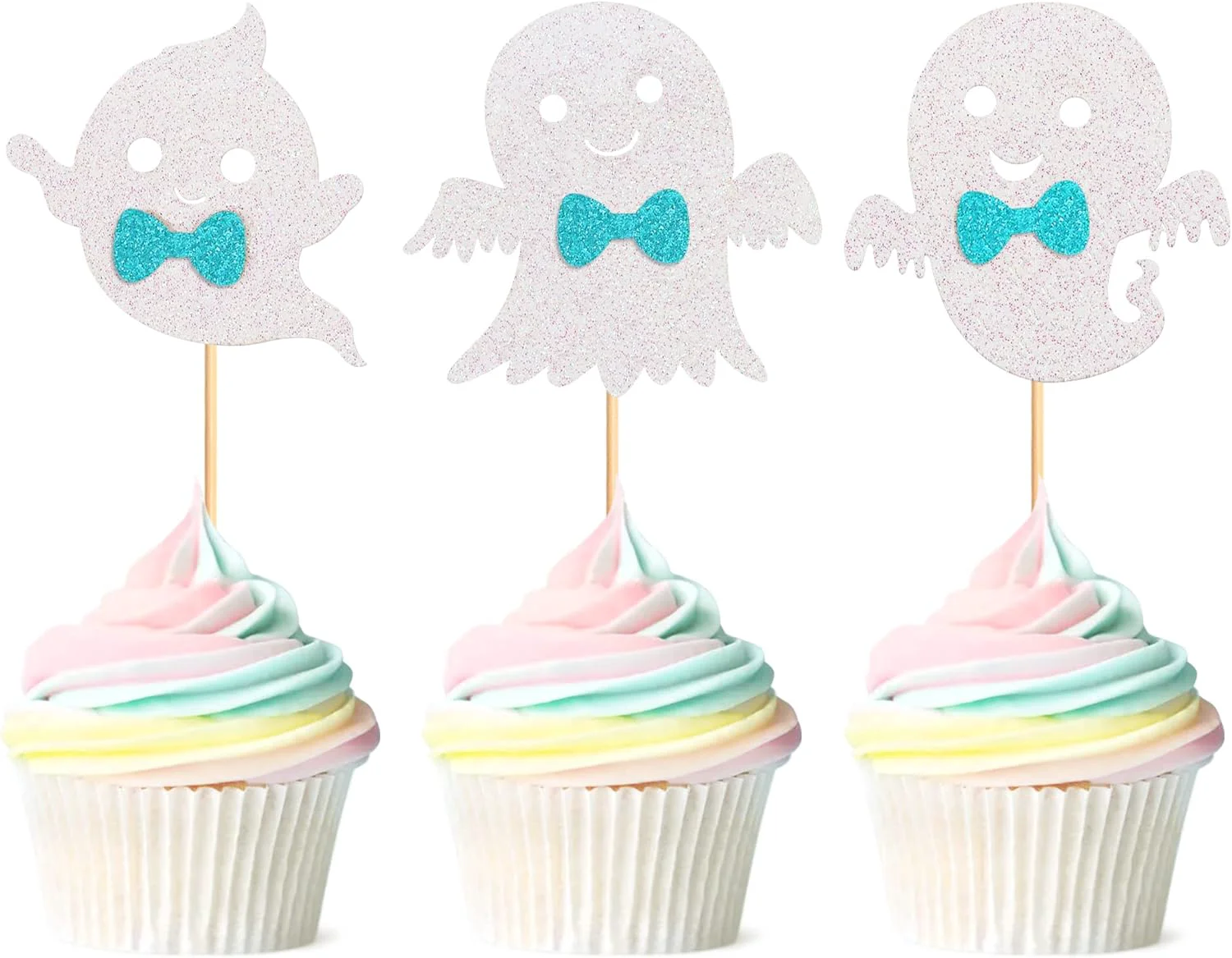 Powerful 24Pcs Ghost Cupcake Toppers - Bule Halloween Bule and White Halloween Birthday Decorations Bule Halloween Baby Shower Decor Ghost Decorations Authentic