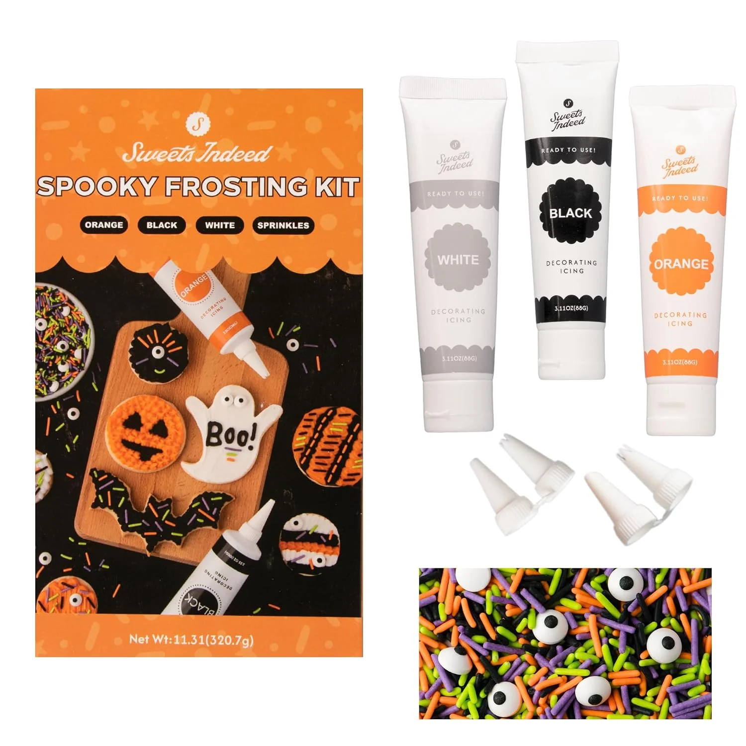 Outstanding Sweets Indeed Halloween Frosting Decorating Kit with Sprinkles 11.31 ounces Practical
