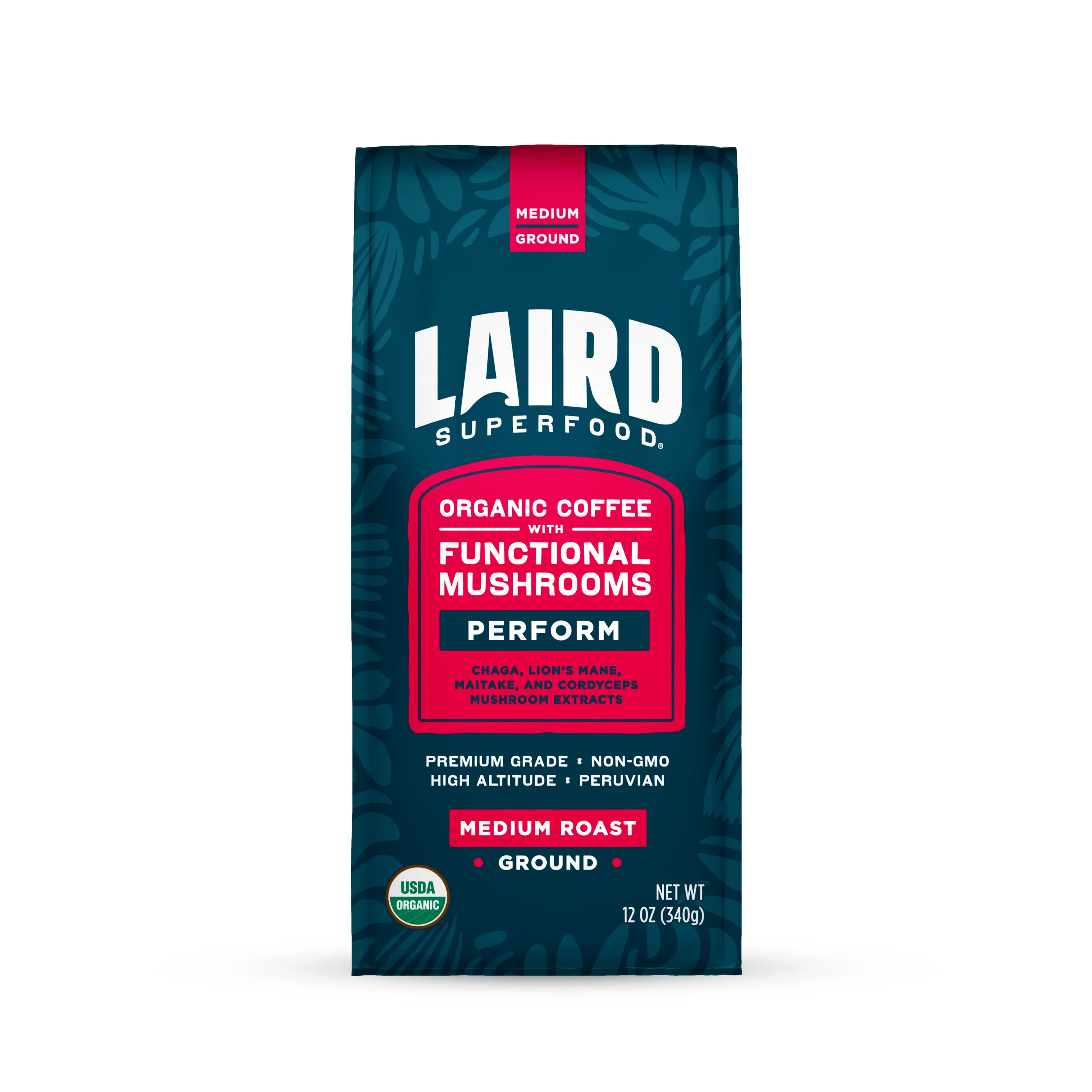 Minimalist Laird Superfood Perform Functional Mushrooms Ground Organic Coffee - Medium Roast Artisan
