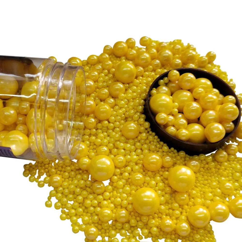 Dependable Edible Yellow Sugar Pearls Candy Sprinkles 120G 4.23Ounce Baking Cake Sprinkles Cupcake and Cake Topper Cookie Decorations Wedding Party Valentines Unique