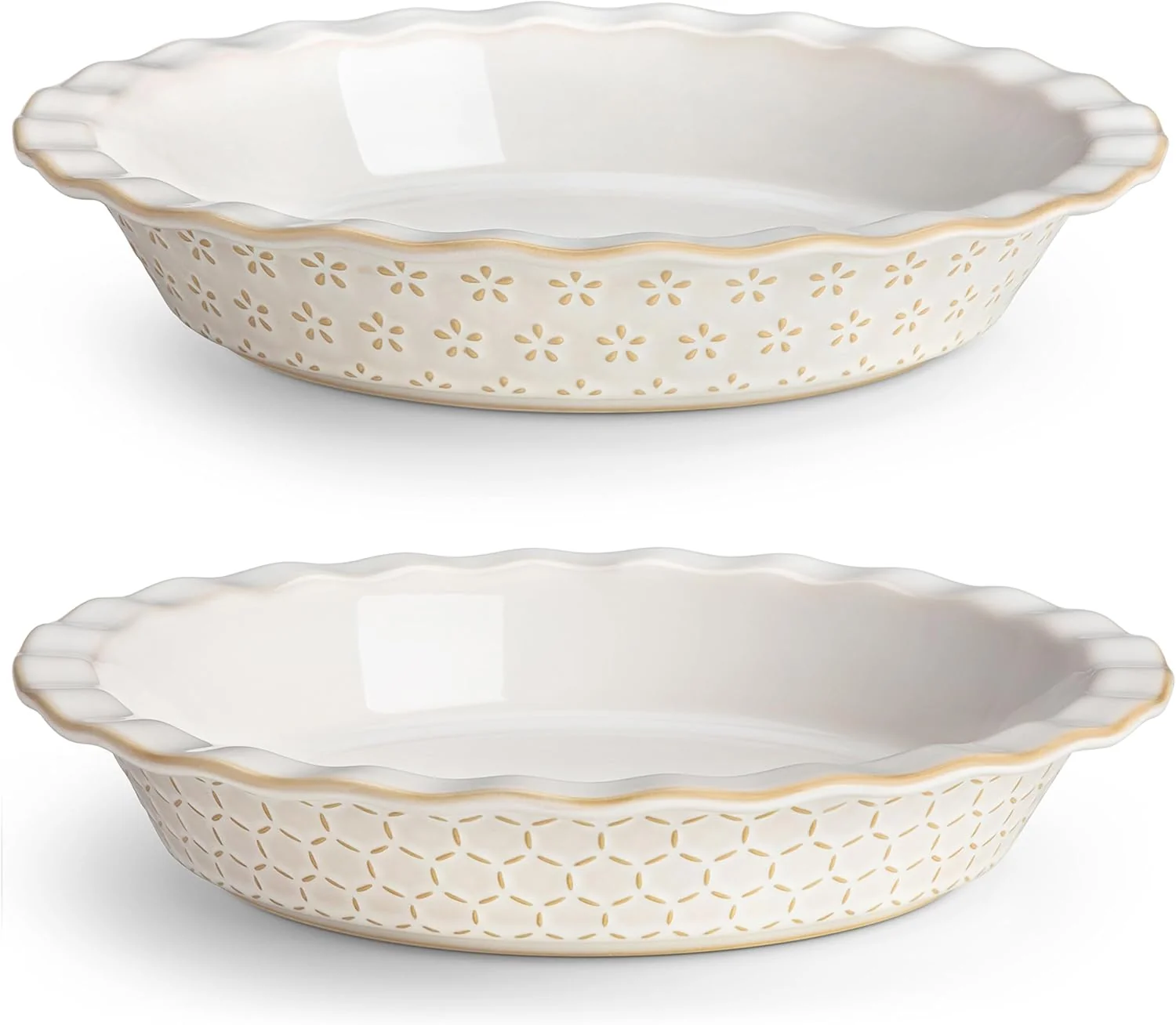 Elite Malacasa 9 Inch Pie Pan Embossed Deep Dish Plate 45 OZ Round Quiche Baking Dish for Oven Fluted for Apple Pie and Quiche Set of 2 Series Lydia User-Friendly