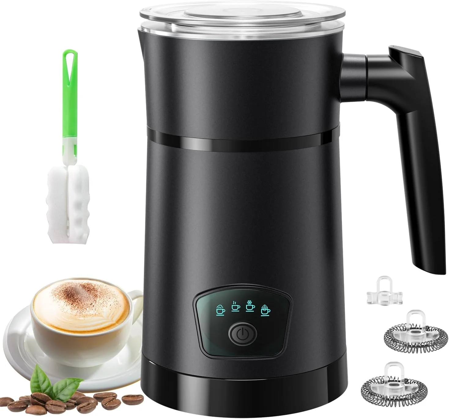 Reliable Milk Frother 4-in-1 Electric Milk Steamer Warm and Cold Foam Maker 1 min Fast Frothing 11.8 oz 350 ml Milk Warmer Frother for Coffee Latte Cappuccino Macchiato Auto Shut-Off Recyclable