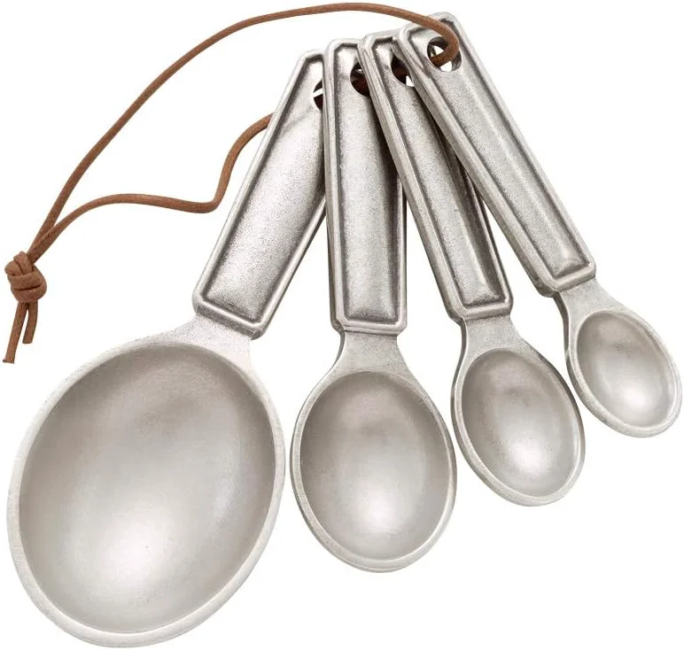 Optimized Danforth Queen Anne Measuring Spoon Set on Cord Heirloom Quality Handcrafted Pewter Made in USA High-End
