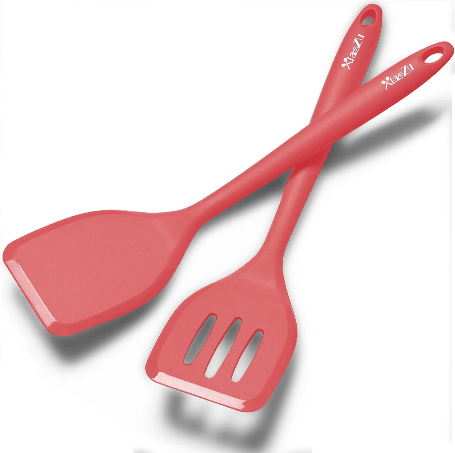 Dependable Silicone Spatula Turner Set High Heat Resistant Spatulas with Seamless One Piece Design Nonstick Rubber Flippers Utensils for Baking amp Cooking BPA- Red 11 IN Clean