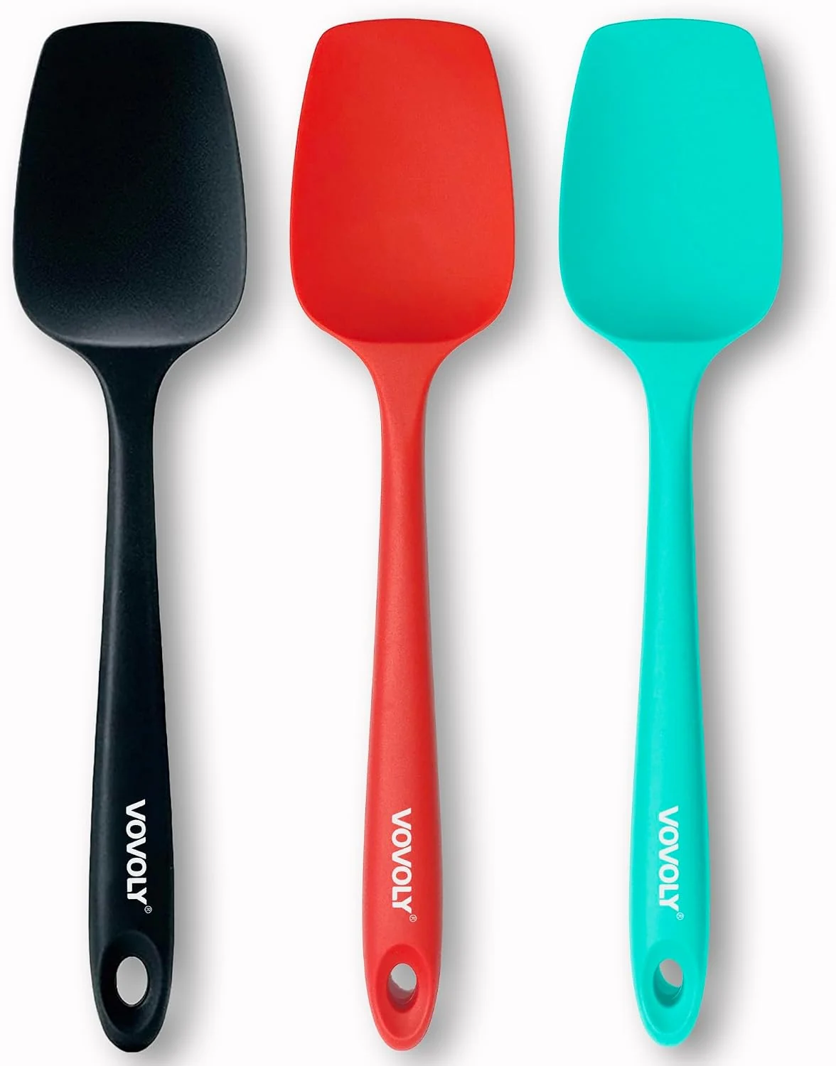 Elegant Silicone Spatula Set Heat Resistant Rubber Spoon Spatula with Seamless One Piece Design Non-Stick Spoonula Flexible Scrapers Baking Mixing Tool 3 Pack Multi-color Sophisticated
