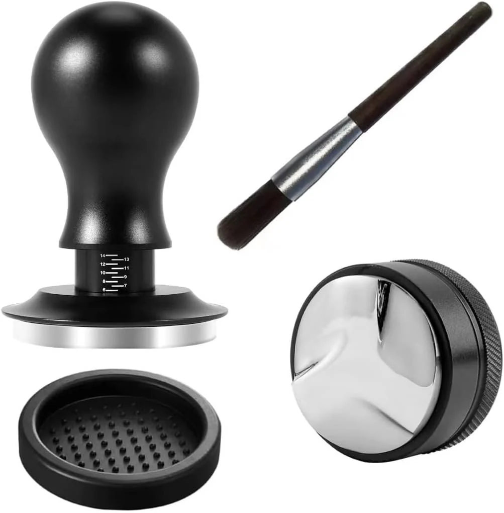 Traditional 58mm Coffee Tamper Distributor Set 58mm Espresso Tamper Set with Stainless Steel Flat Base Elegant