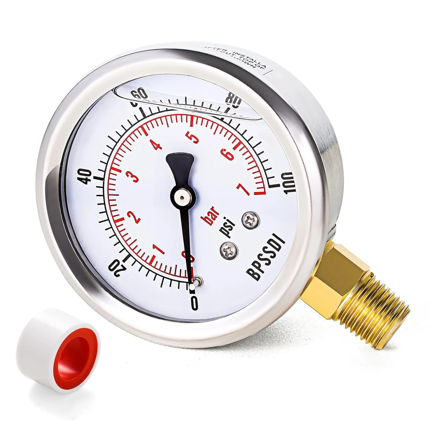 Dependable 0-100 Psi Glycerin Liquid Filled Low Pressure Gauge 2.5 Dial Size 1 4 NPT Lower Mount 304 Stainless Steel Case for Water Pump Pneumatic Air Efficient