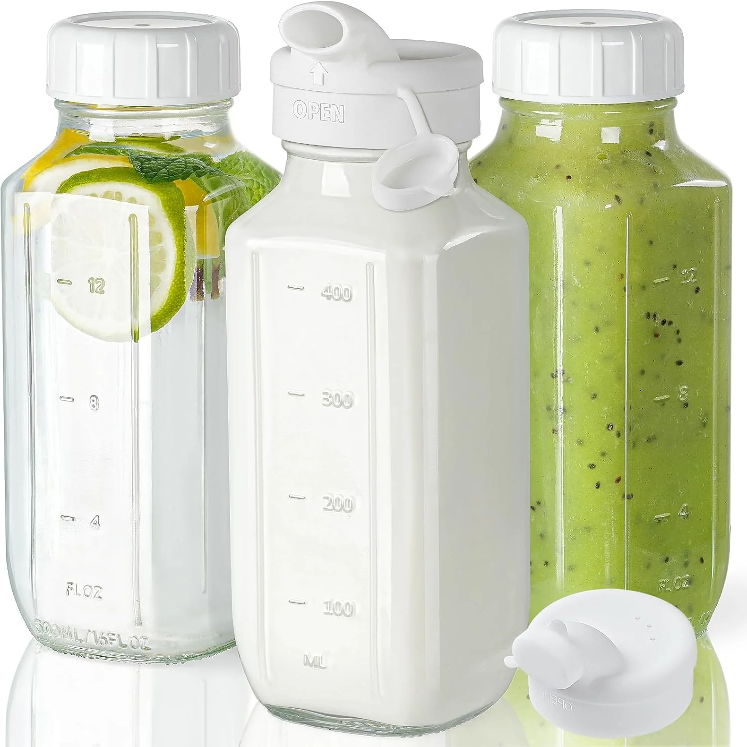 Dependable Glass Juice Bottles 16oz Eco-Friendly
