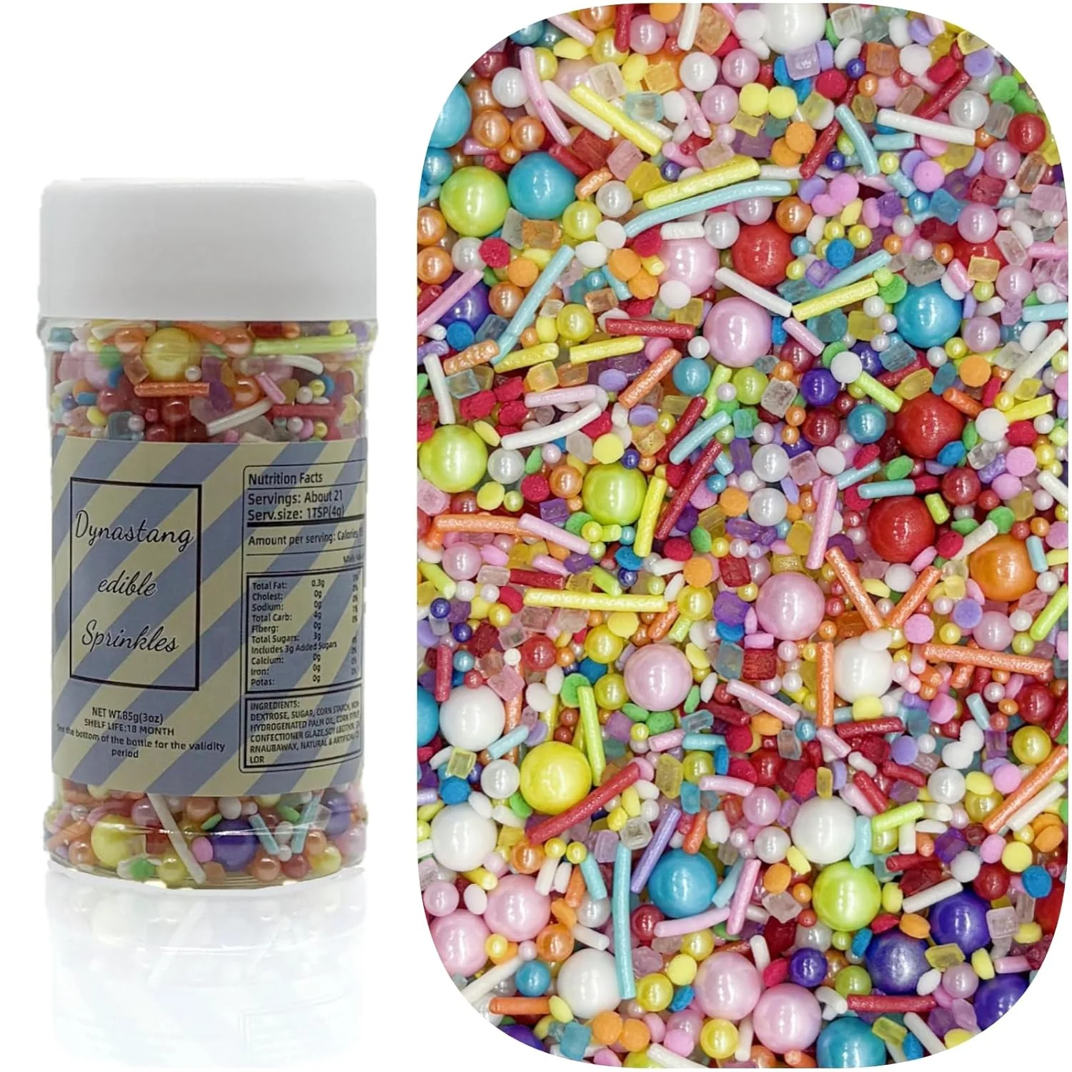 Official Dynastang Rainbow Sprinkles Mixed Style Edible Cake Decorations Cupcake Toppers Cookie for Cakes Cupcakes Desserts Toppings 3OZ Breathable