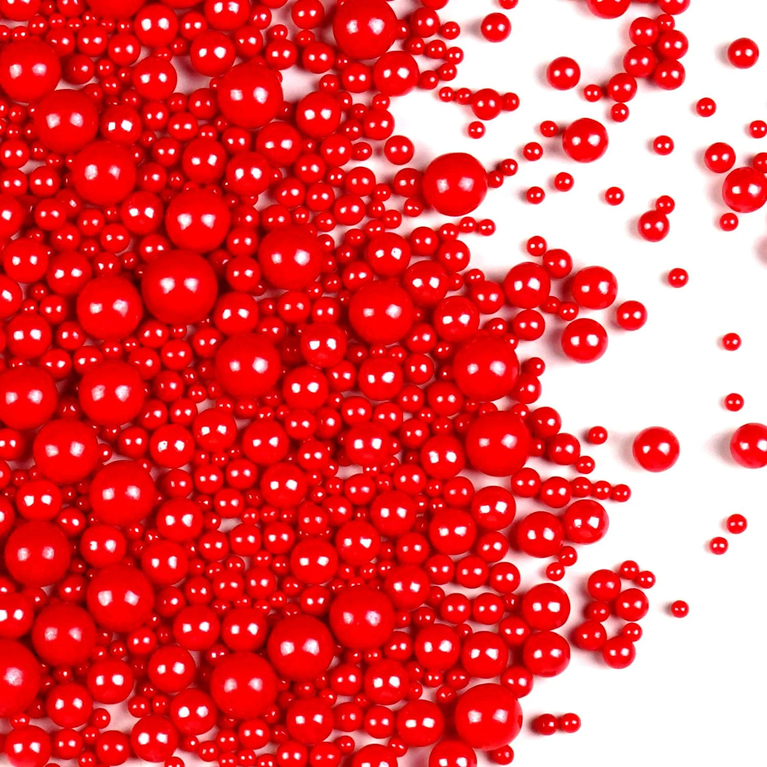 Artisan Red Pearl Sugar Sprinkles for Cake Decorating 150g 5.29oz Mix Size Edible Candy Pearls Cupcake Toppers Baking Edible Cake Decorations for Holiday Wedding Party Birthday Original Design