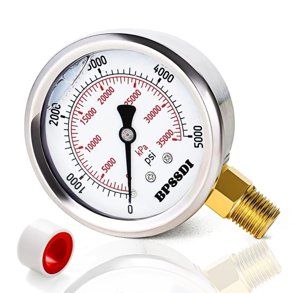 Original Design 0-5000 Psi Glycerin Liquid Filled Hydraulic High Pressure Gauge 2.5 Dial Size 1 4 NPT Lower Mount 304 Stainless Steel Case Sustainable