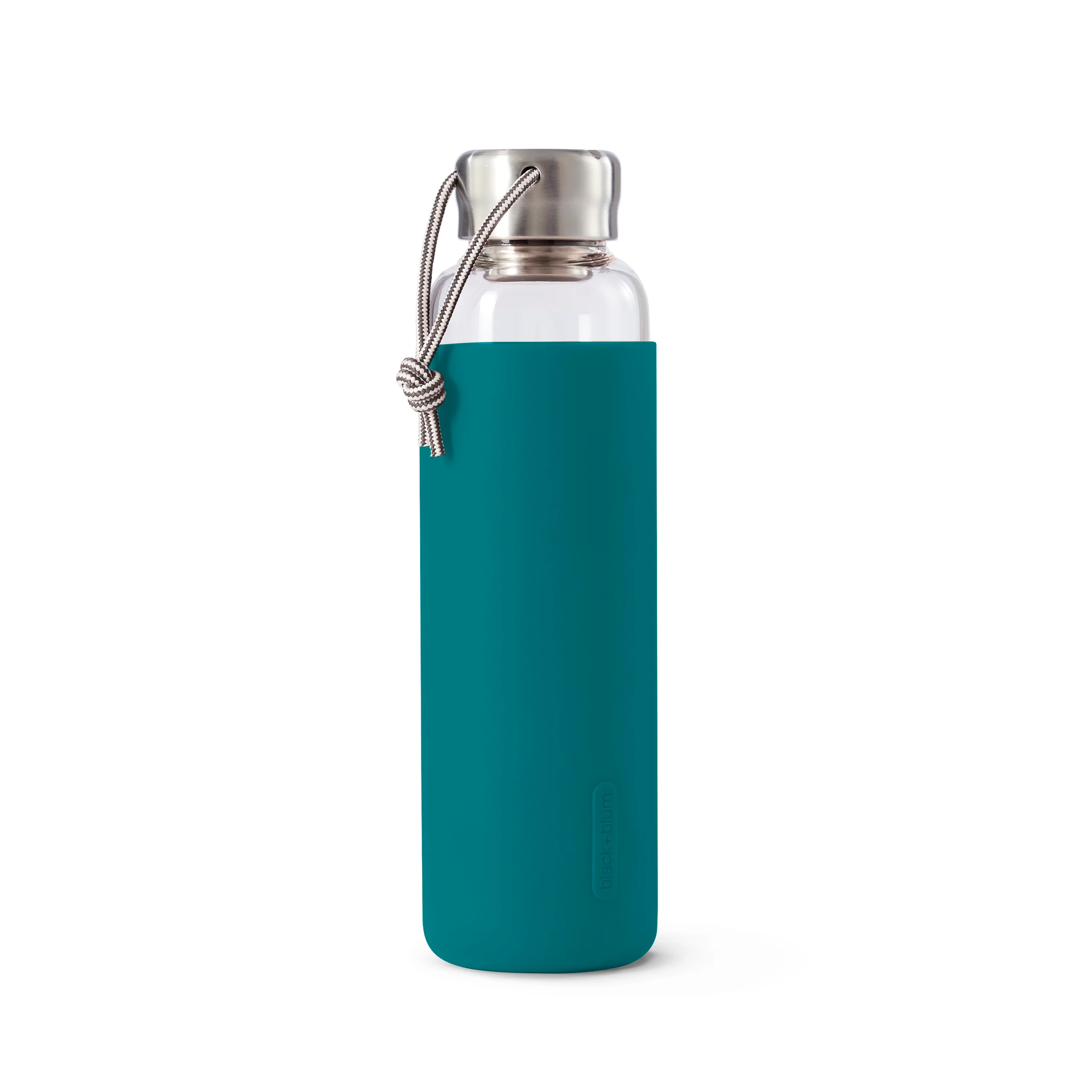 Clean Black Blum Glass Water Bottle with Stainless Steel Lid Dependable