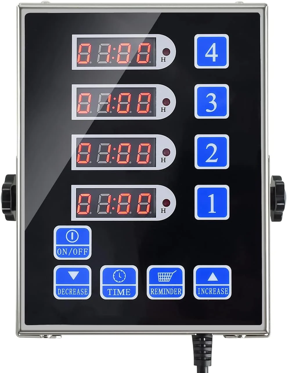 Genuine Kitchen Timers for Cooking – 4 Channel Commercial Kitchen Timer Restaurant Kitchen Supplies – Stainless Steel LED Technology Kitchen Timer Digital Safe