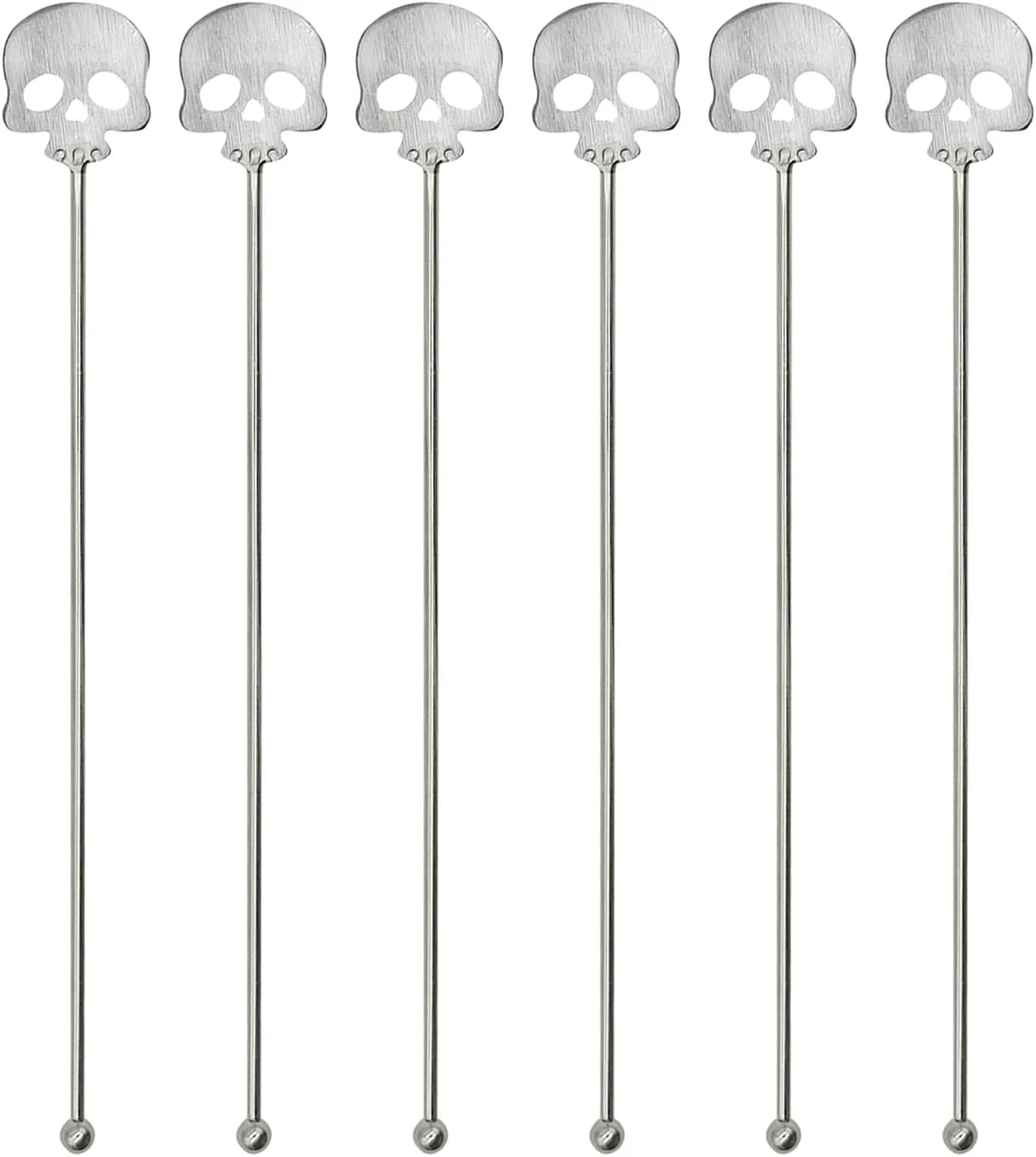 Verified 6Pcs Skull Swizzle Sticks 8.7inch Coffee Stirrers Reuseable 18 10 304 Stainless Steel Beverage Cocktail Stirrer for Bar Halloween Party Mixing Drinks Proven