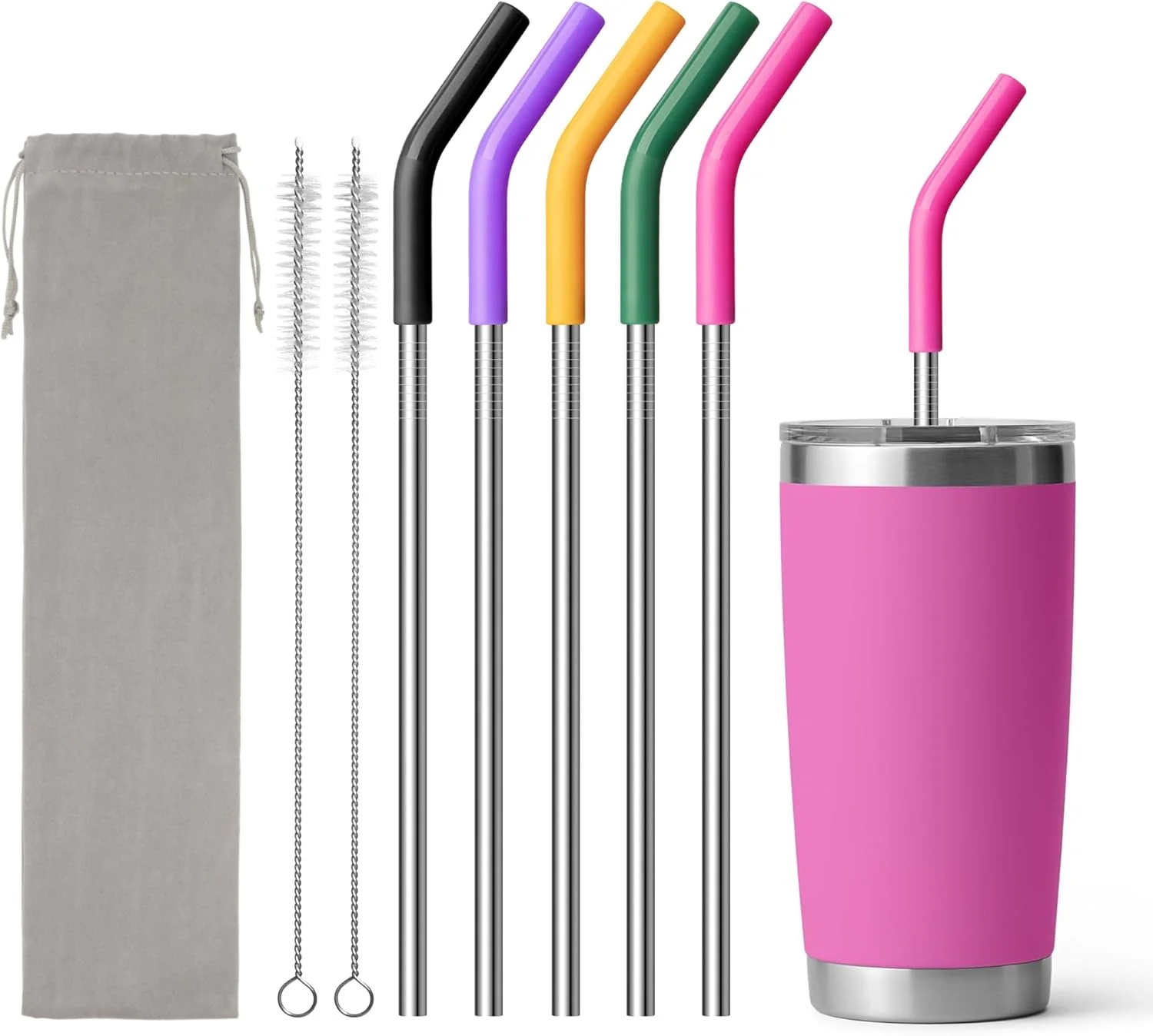 Fine Metal Straws for 20 oz Yeti Tumbler Mug 8.5 Reusable Stainless Steel Drinkin Straws with Silicone Tip for Civago Albor Bjpkpk 20 oz Tumbler Healthy