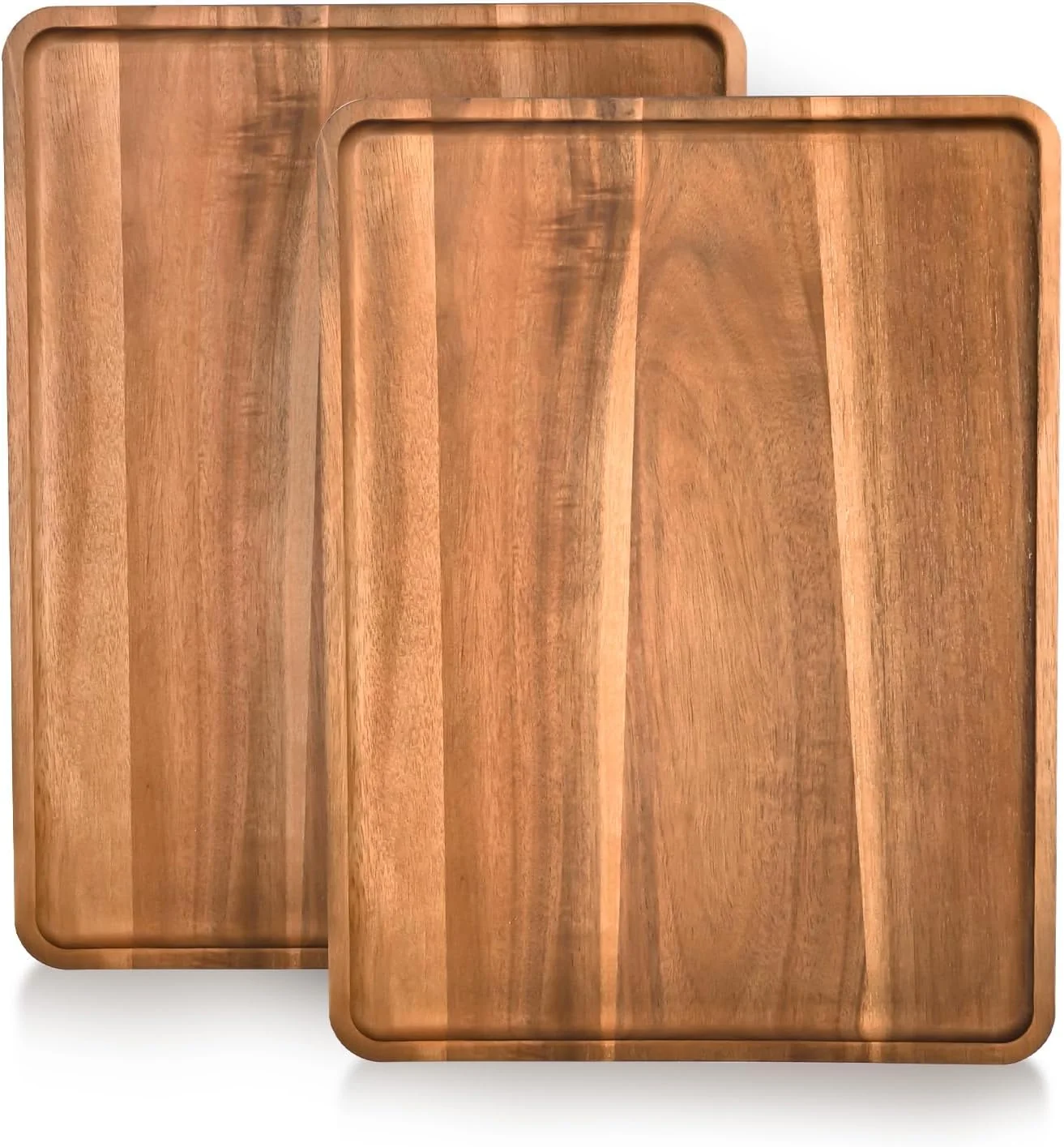 Smooth 2 Pcs Acacia Wood Serving Tray Rectangular Wooden Serving Platters Charcuterie Board Large Wood Kitchen Display Tray for Food Cookie Dessert Fruit Snack Vegetable 16.6 x 12.6 x 0.6 Premium