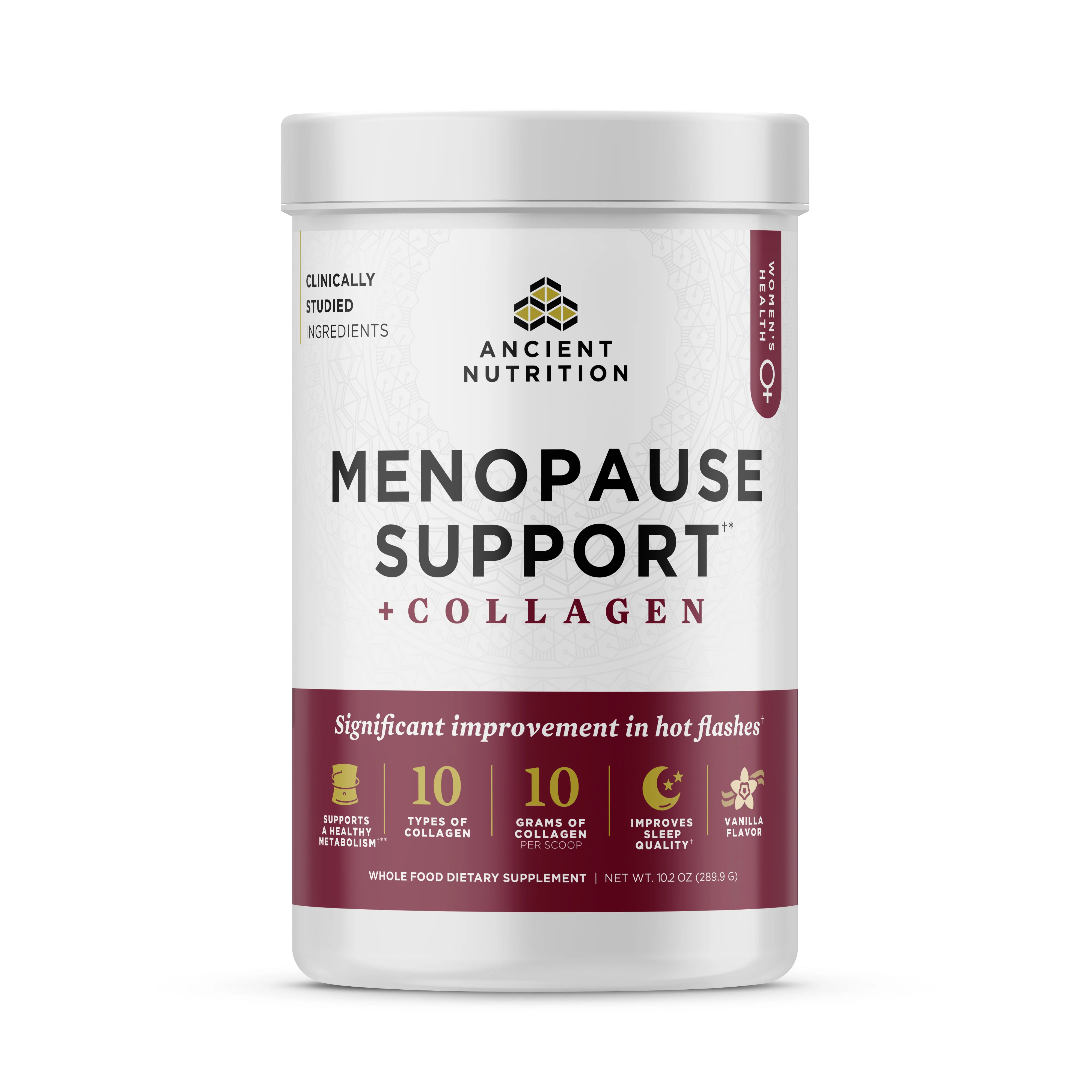 Enhanced Ancient Nutrition Menopause Support Collagen Vanilla Powder Casual