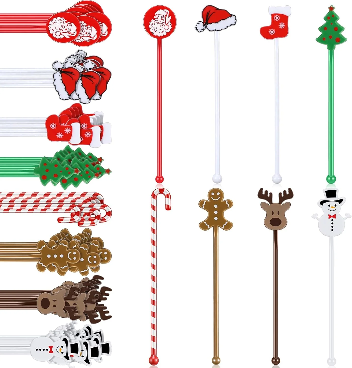 Green 120 Pcs Christmas Plastic Swizzle Sticks Christmas Coffee and Cocktail Stirrers Hot Cocoa Stir Sticks Coffee Bar Decoration Reusable Beverage Drink Comfortable