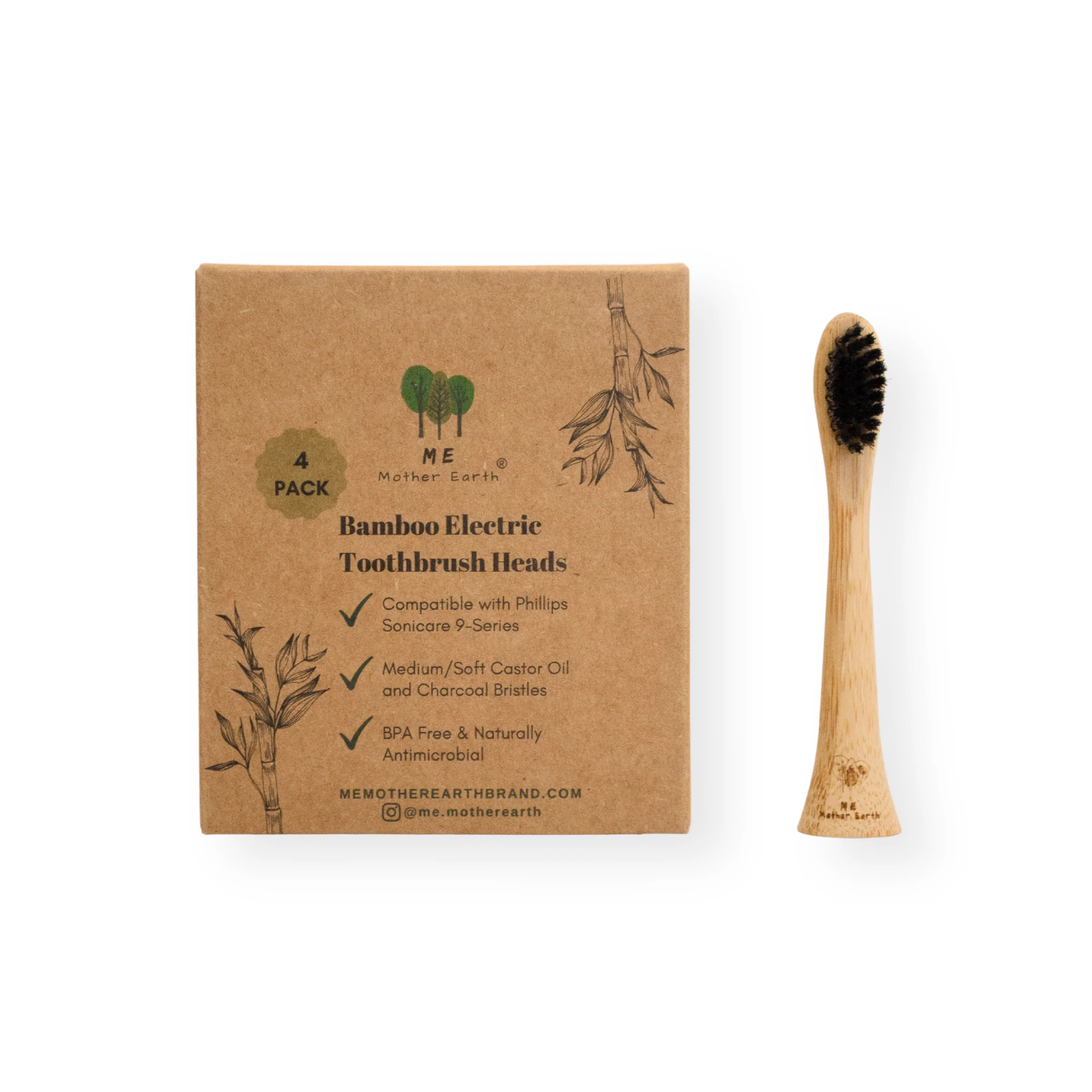 Contemporary Me Mother Earth Bamboo Electric Toothbrush Heads - Sonicare Compatible Top-Quality