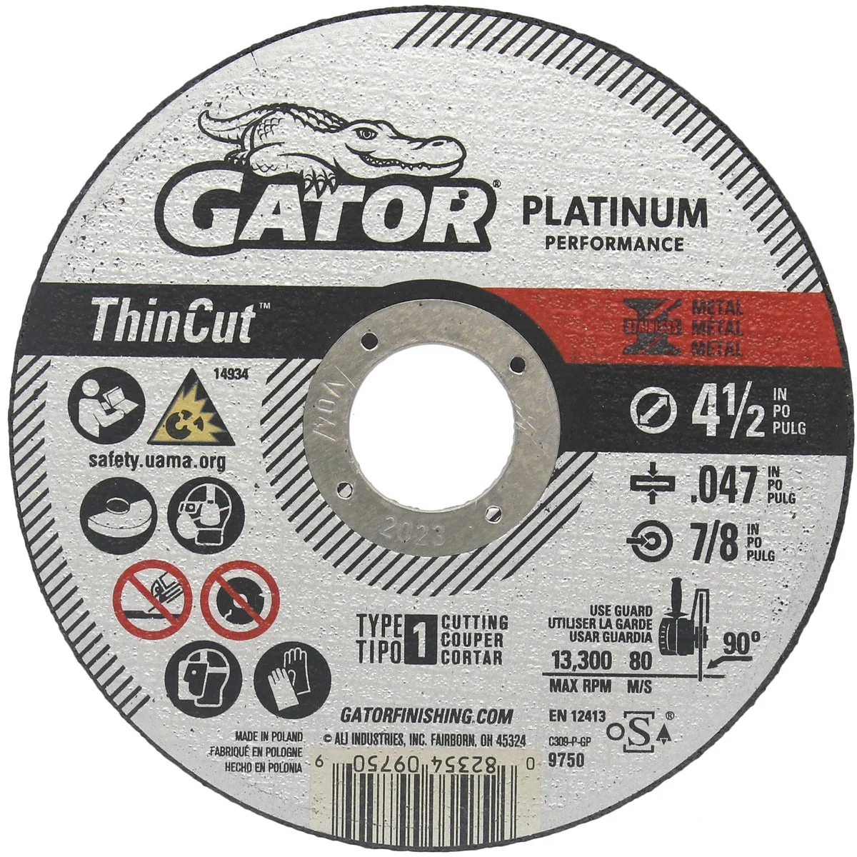 Classic Gator Blade ThinCut Type 1 4-1 2 In. x 0.047 In. x 7 8 In. Metal Stainless Cut-Off Wheel Responsible