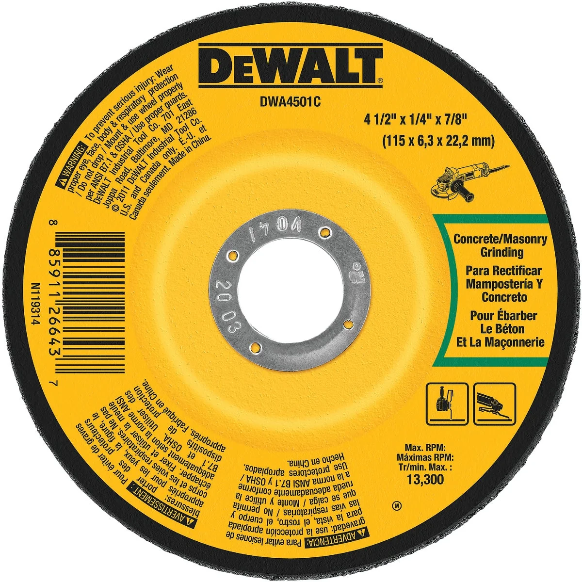 High-Grade DeWalt HP Type 27 4-1 2 In. x 1 4 In. x 7 8 In. Masonry Cut-Off Wheel Traditional