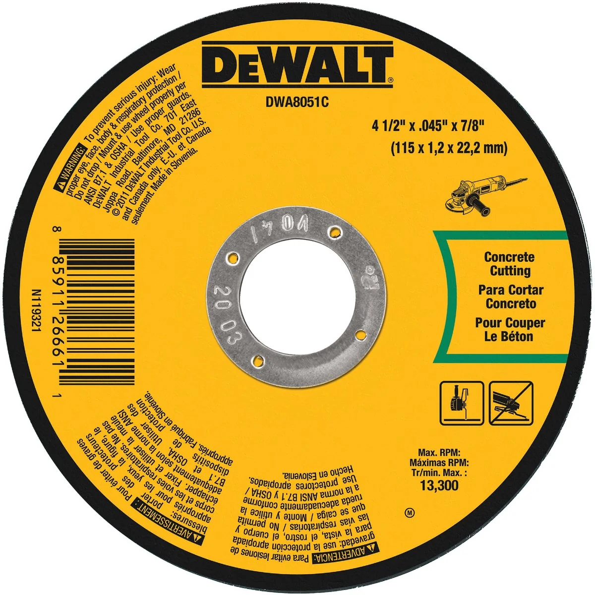 Lightweight DeWalt Type 1 4-1 2 In. x 0.045 In. x 7 8 In. Masonry Cut-Off Wheel Trendy
