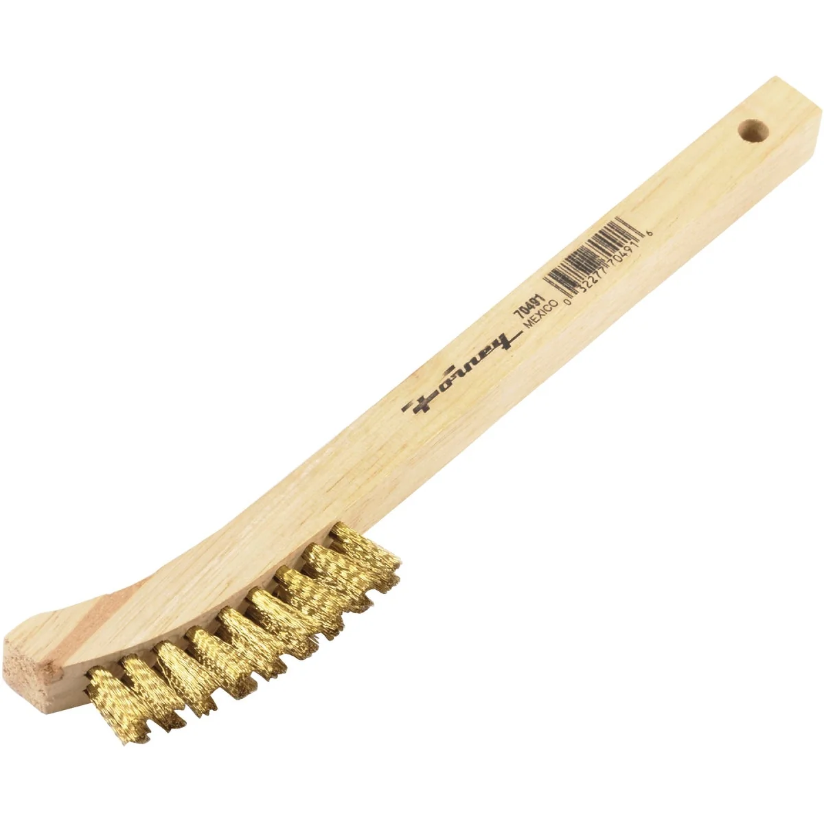 Smart Forney 8-5 8 In. Curved Wood Handle Wire Brush with Brass Bristles Crafted