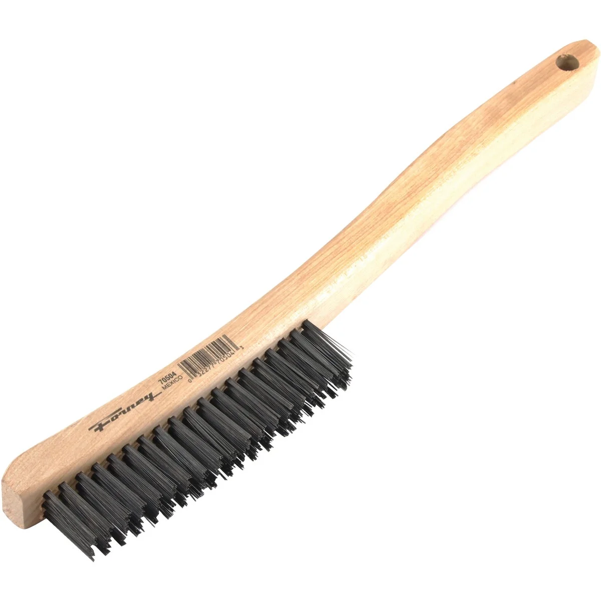 Lightweight Forney 13-3 4 In. Curved Wood Handle Wire Brush with Carbon Steel Bristles Authentic