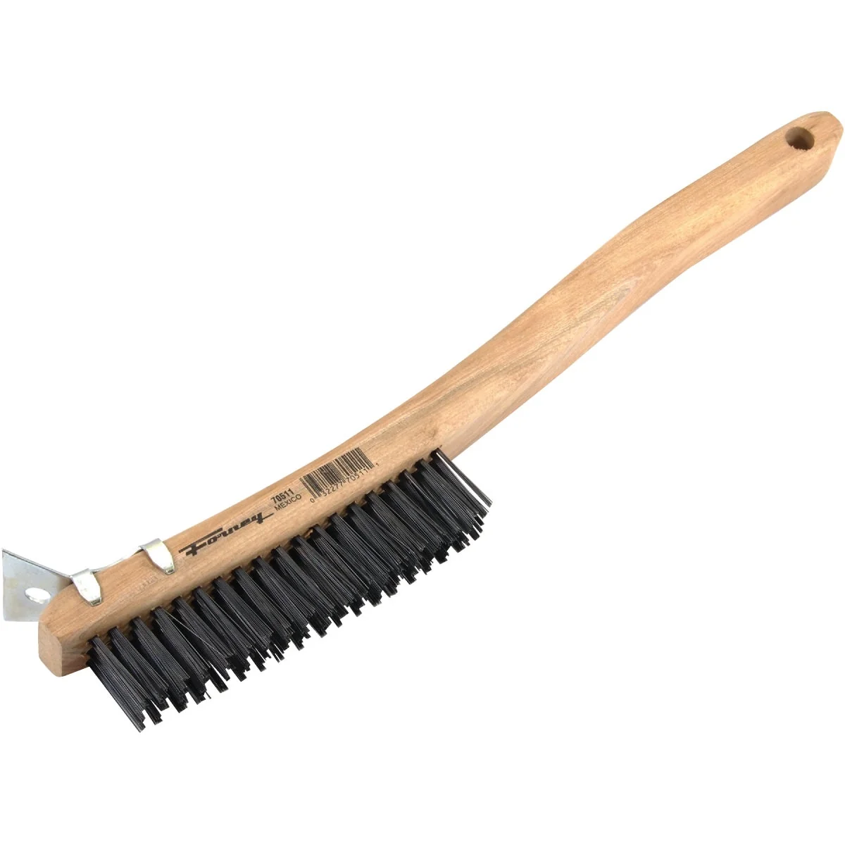 Artisan Forney 13-11 16 In. Curved Wood Handle Wire Brush with Carbon Steel Bristles Versatile