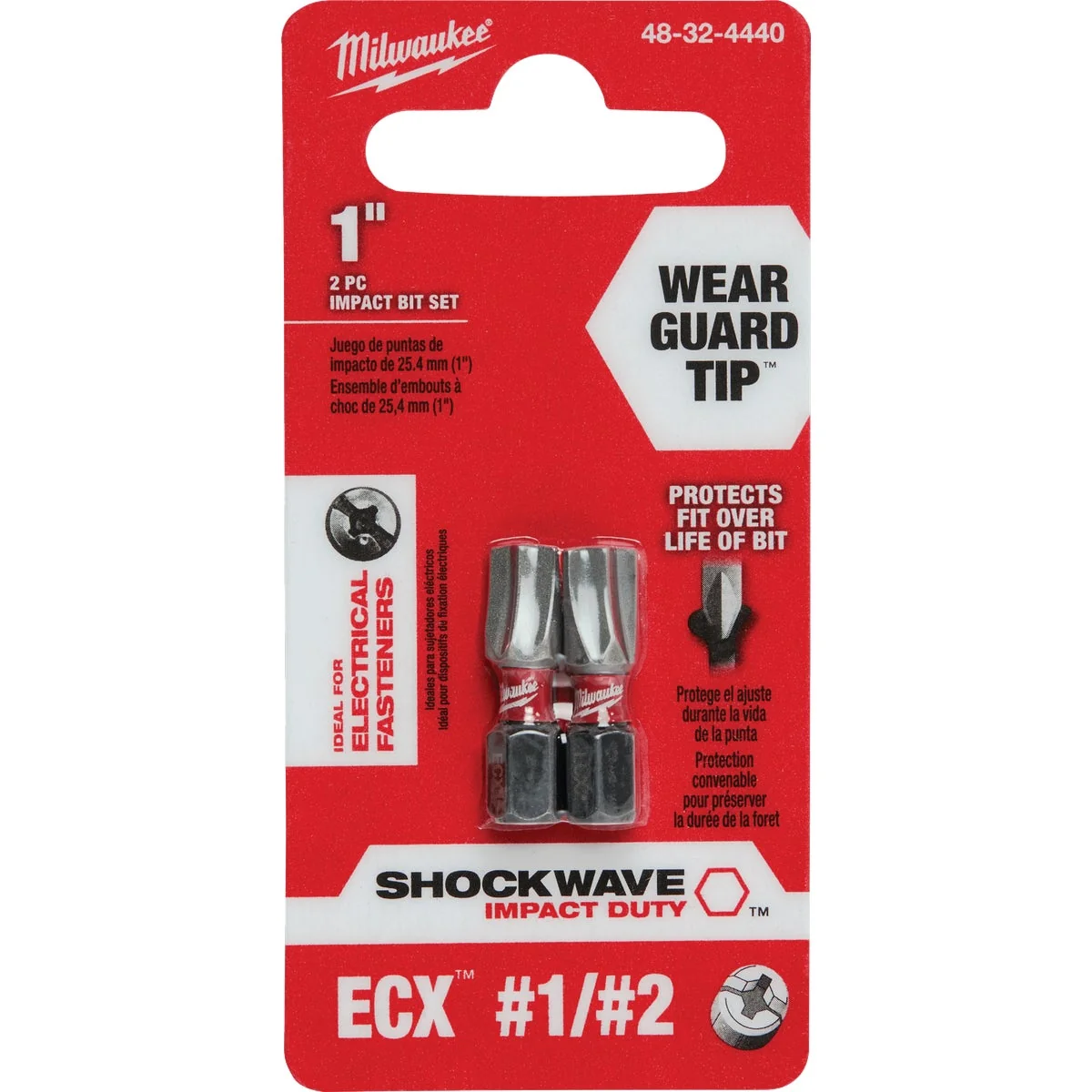 Stylish Milwaukee Shockwave 2 ECX 1 In. Insert Impact Screwdriver Bit 2-Pack Environmentally Friendly