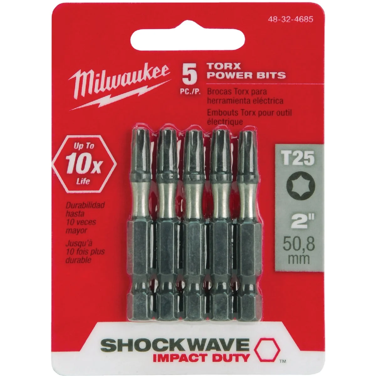 Powerful Milwaukee Shockwave T25 TORX 2 In. Power Impact Screwdriver Bit 5-Pack Advanced