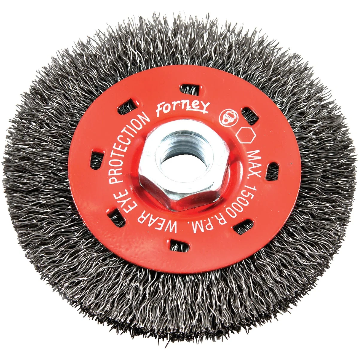 Next-Generation Forney 4 In. Crimped 0.012 In. Angle Grinder Wire Wheel Original