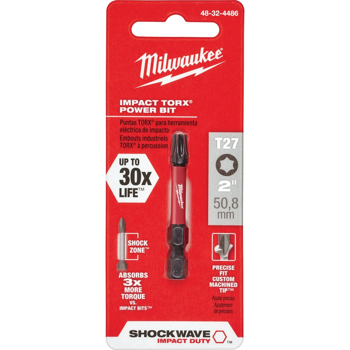 Reusable Milwaukee Shockwave T28 TORX 2 In. Power Impact Screwdriver Bit Versatile
