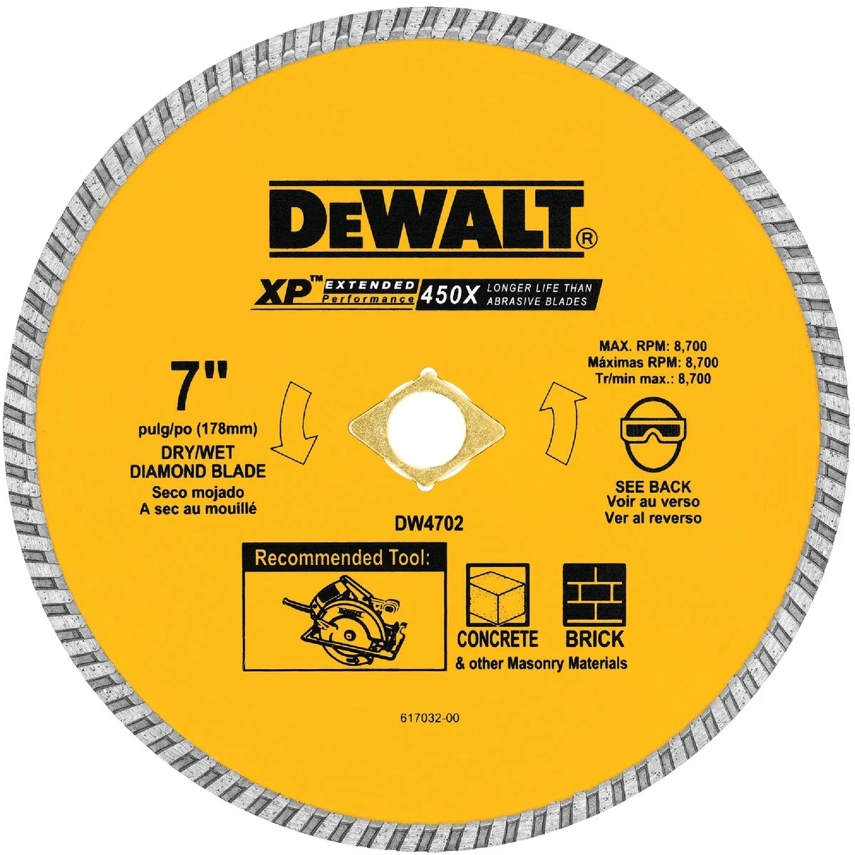 Expertly Made DeWalt Extended Performance 7 In. Turbo Rim Dry Wet Cut Diamond Blade Selected