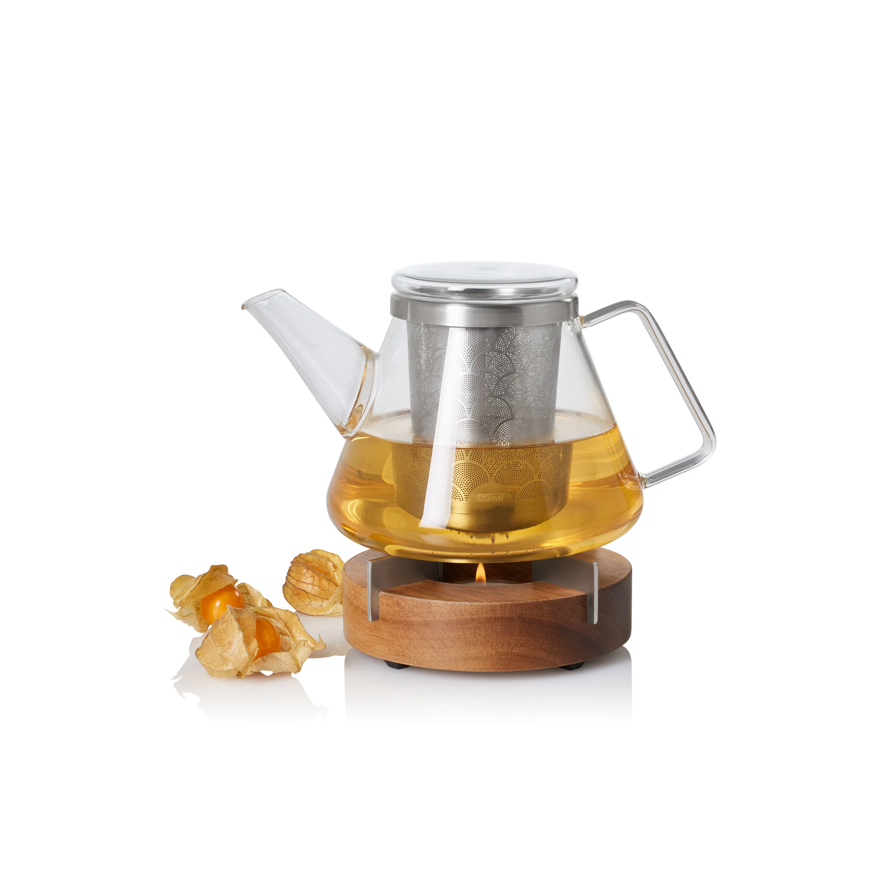 Green AdHoc Borosilicate Glass Teapot with Stainless Steel Infuser Candle Warmer Elegant