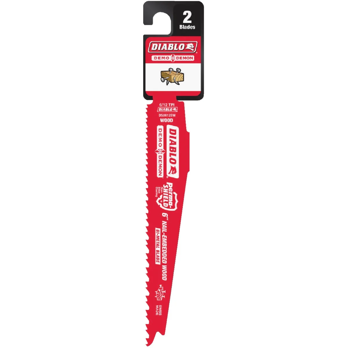 Eco-Friendly Diablo Demo Demon 6 In. 6 12 TPI Wood w Nails Reciprocating Saw Blade 2-Pack Classic