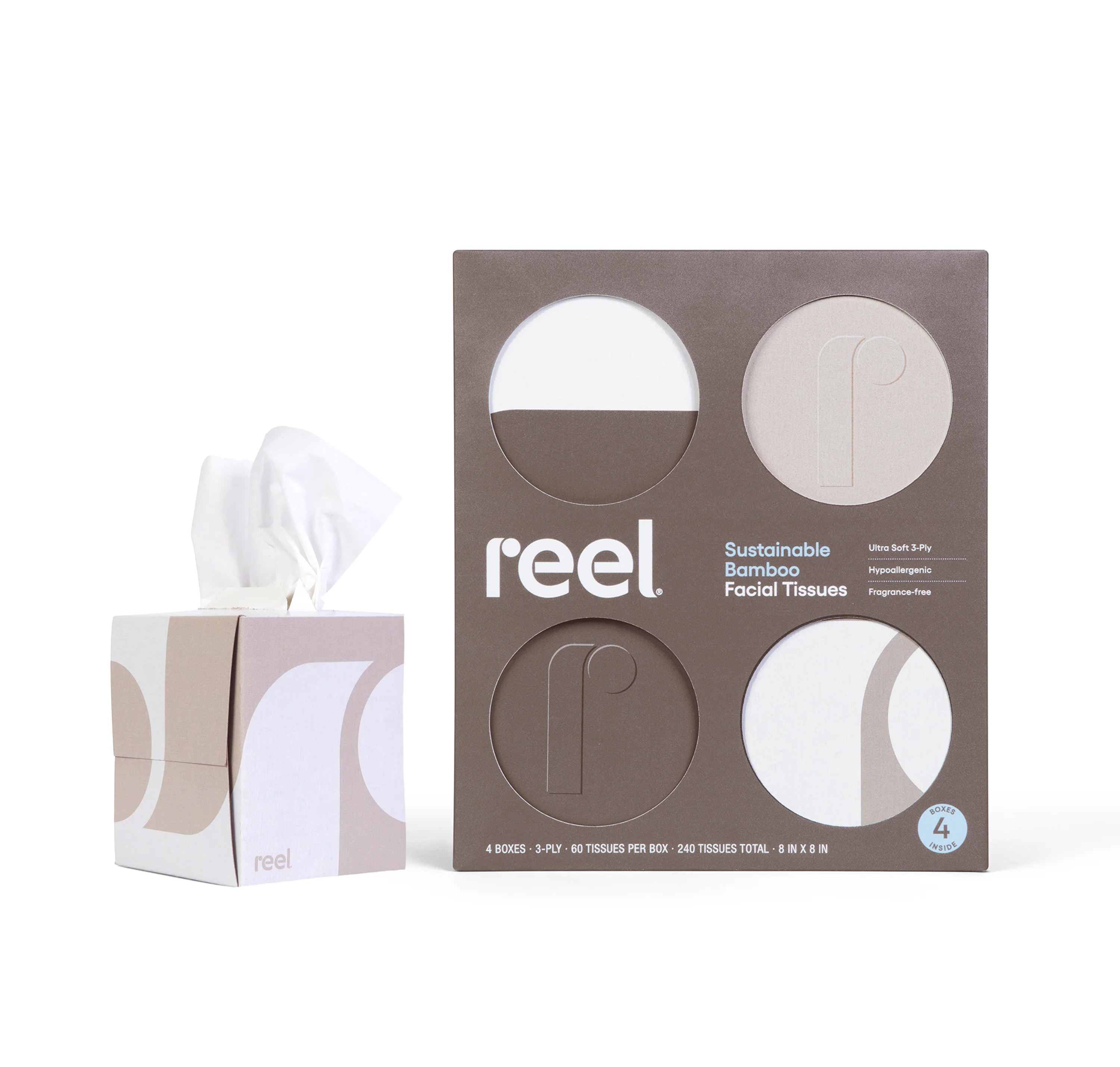 Enhanced Reel Premium Bamboo Facial Tissues - 60 3-ply tissues per box Outstanding