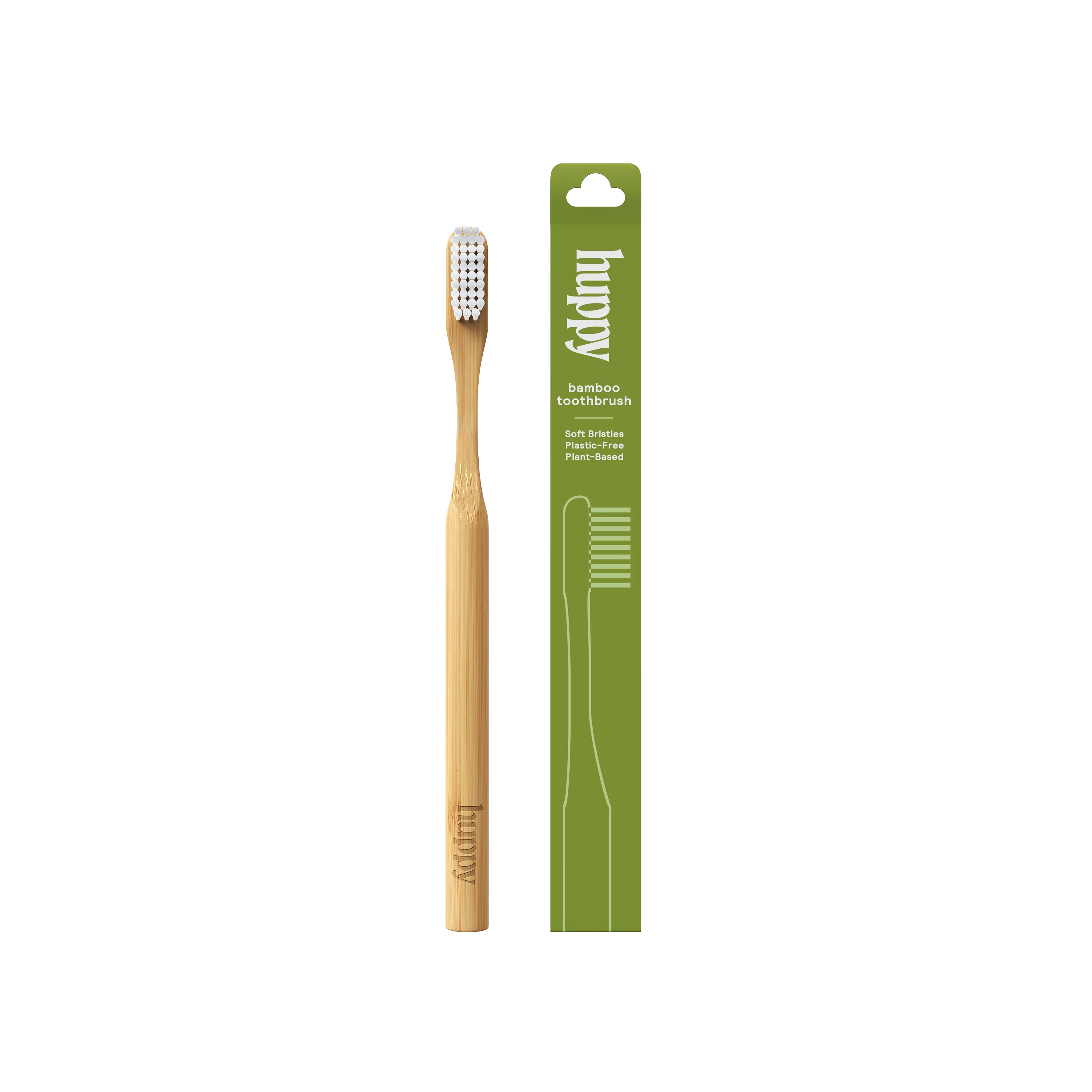World-Class Huppy Bamboo Toothbrush with Castor Oil Bristles Professional