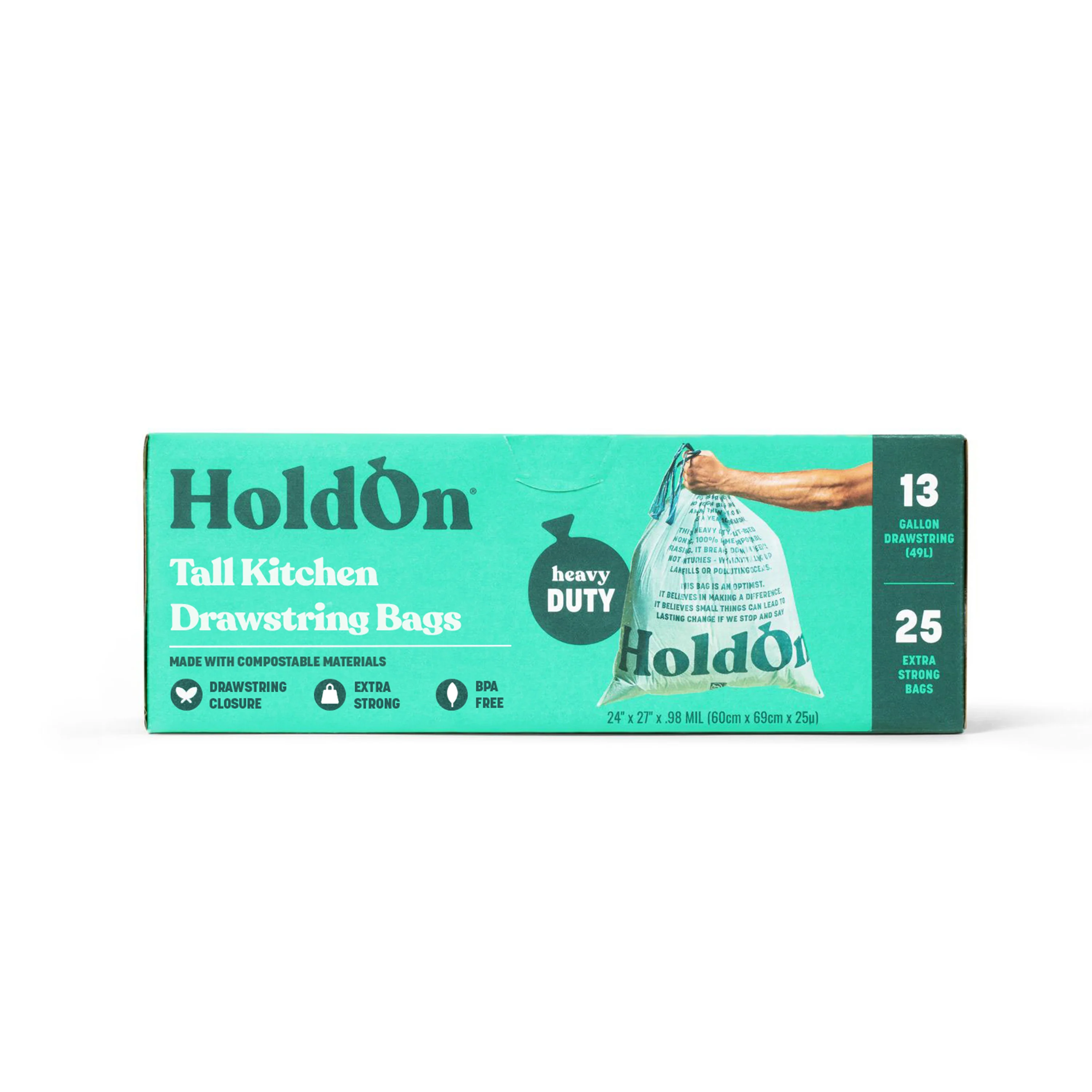 Contemporary HoldOn Bags Compostable Tall Kitchen Bags 13 gal - Unscented Green