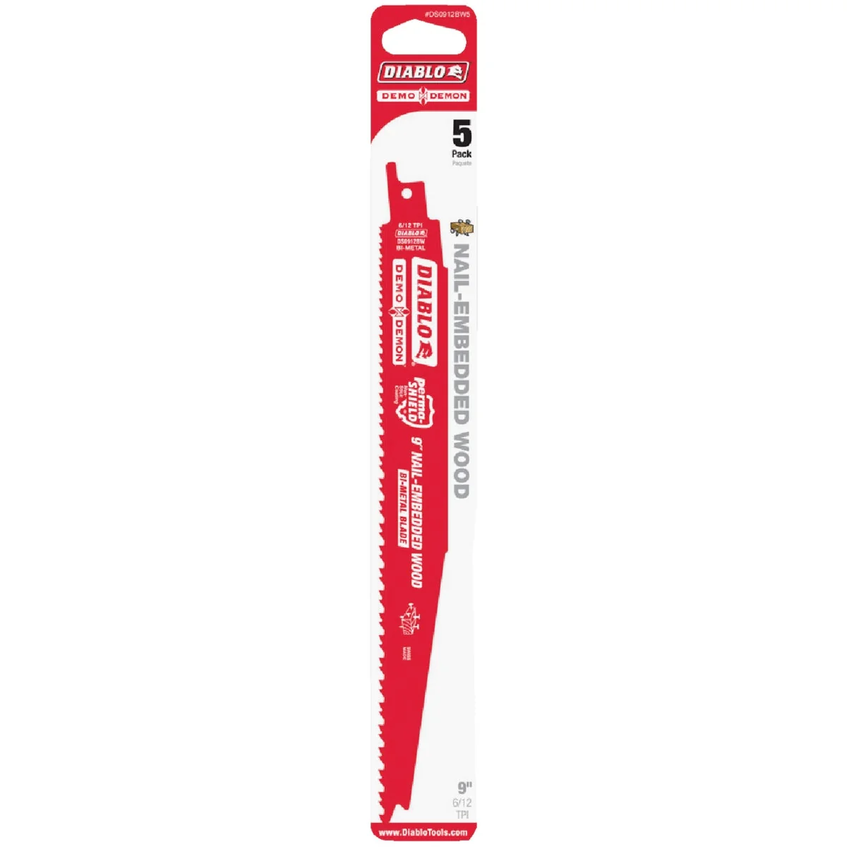 Environmentally Friendly Diablo Demo Demon 9 In. 4 6 TPI Wood w Nails Reciprocating Saw Blade 5-Pack Fine Crafted