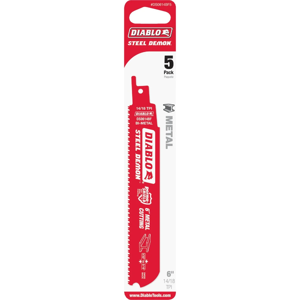 Fine Diablo Steel Demon 6 In. 14 18 TPI Medium Metal Reciprocating Saw Blade 5-Pack Effective