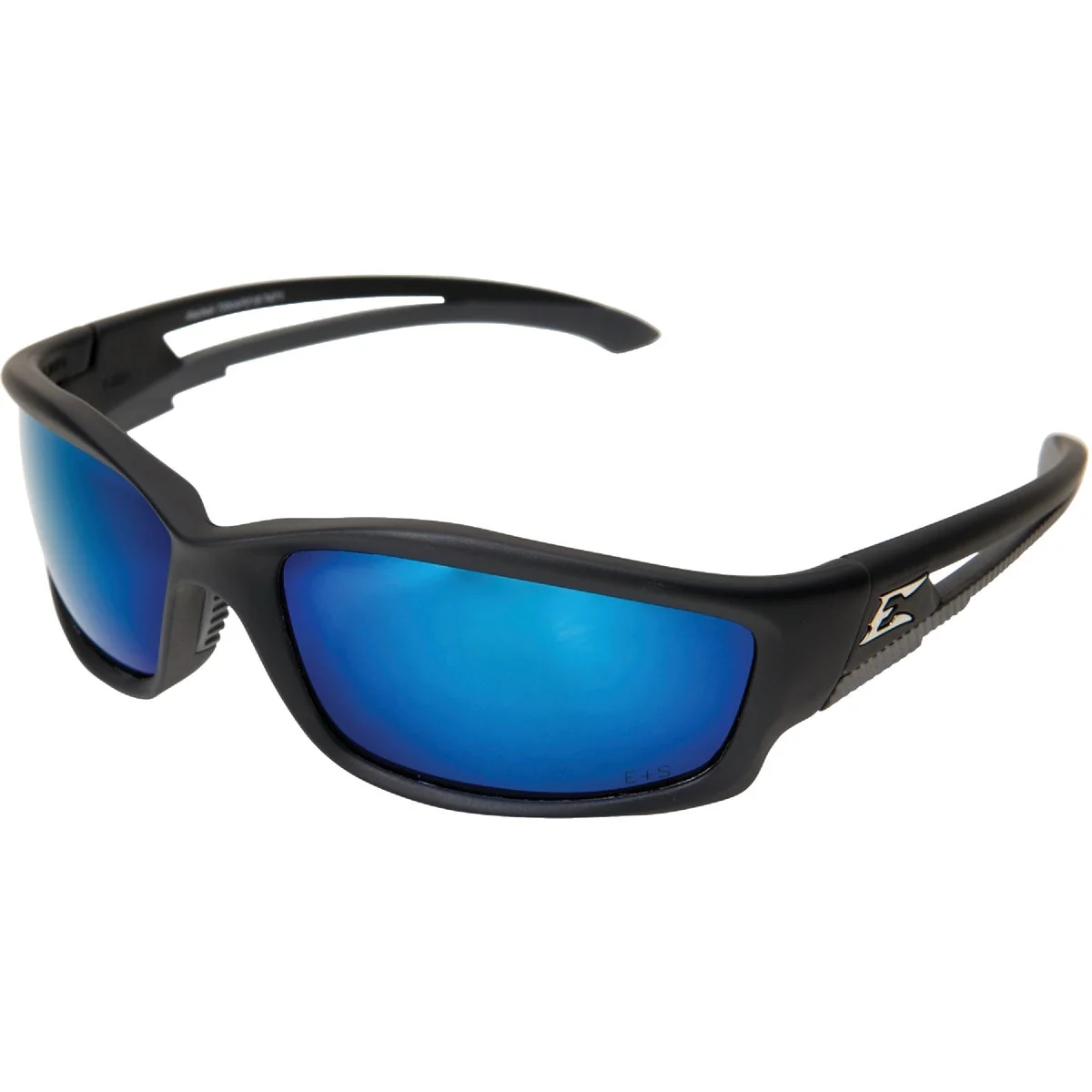 Lightweight Edge Eyewear Kazbek Rubberized Matte Black Frame Safety Glasses with Aqua Precision Blue Mirror Lenses Convenient