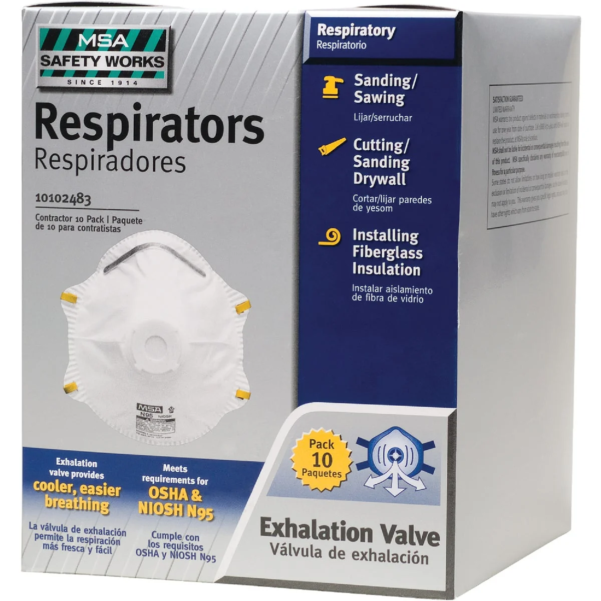Organic Safety Works N95 Harmful Dust Respirator with Valve 10-Pack Trusted