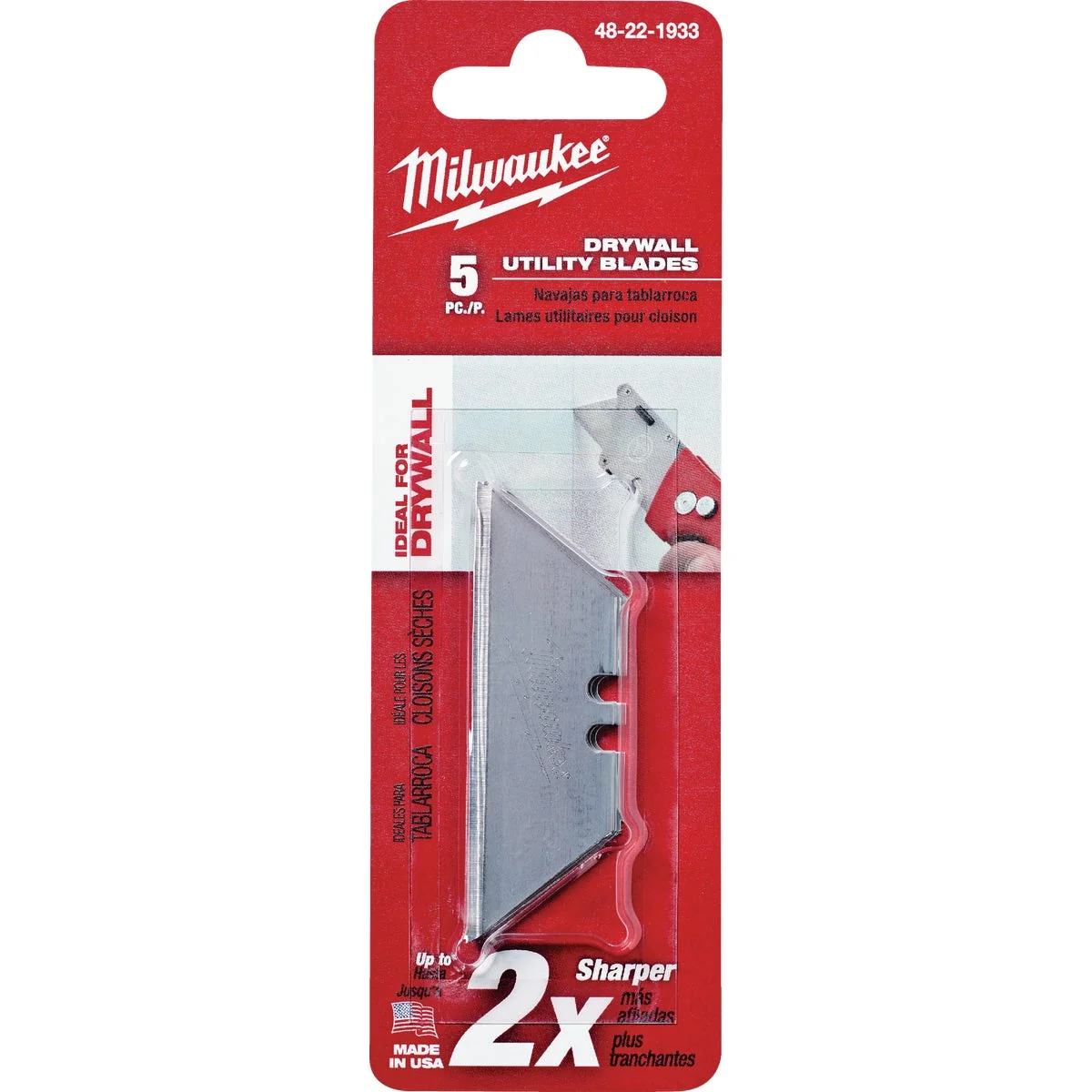 Authentic Milwaukee Drywall 2-Point 2-3 8 In. Utility Knife Blade 5-Pack Prestigious
